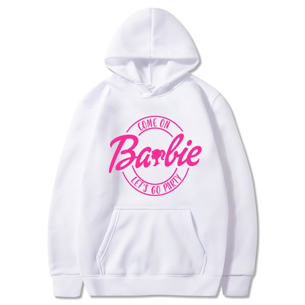 Barbie Movie Hoodie Sweatshirt T-shirt Pullover Couple Hood Top White L