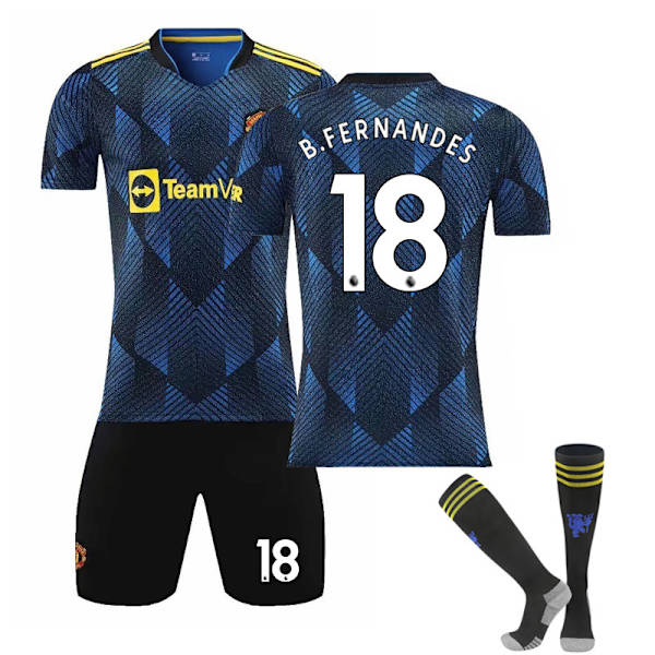 21-22 Manchester United 2. Royal Blue Red Devils nro 7 Ronaldo nro 10 Rashford nro 18 nro 6 Pogba jalkapallopuku NO.18 B.FERNANDES 20
