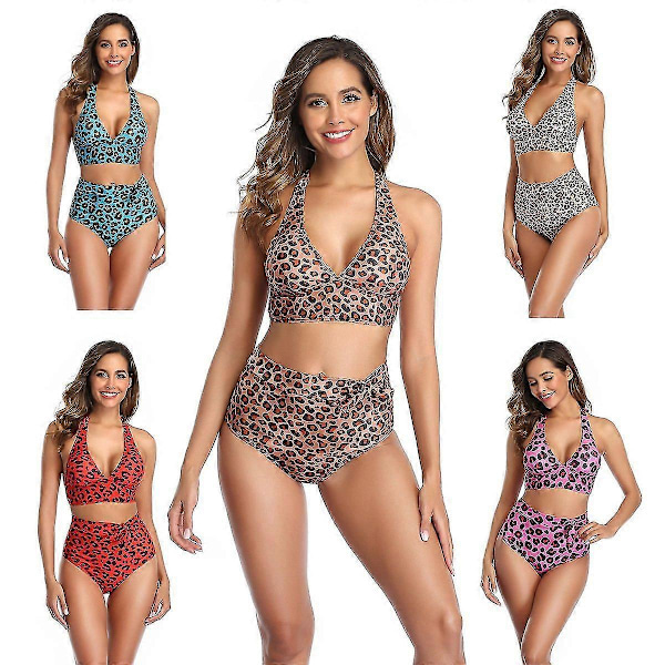 Jentes badedrakt bikini mote leopardtrykk sexy push up ferie ved sjøen delt badetøy