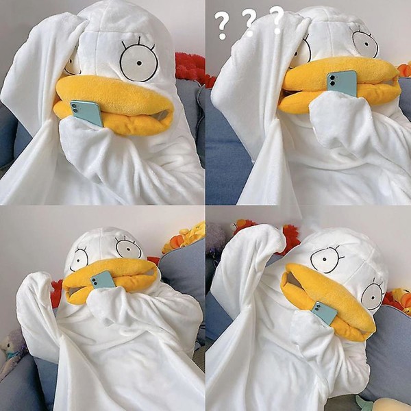 Duck Onesie Pyjama Peitto Elizabeths Duck Cosplay -asu Haalarit Talvi Flanelli Halloween Aikuisten Sarjakuva Hupullinen Pyjama L