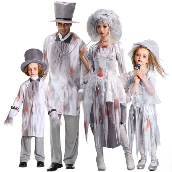Halloween horror korsett grå vampyr brud maskerade cosplay zombie dress girl L