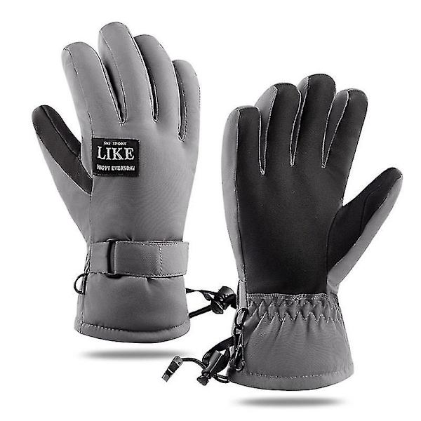 Skihandsker - Vandtætte åndbare snowboardhandsker, varme vintersnehandsker, passer til både mænd og kvinder GRAY XL