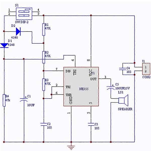 NE555 Oscillator Summer Elektronisk DIY Ton Generator LED Kit 8R 0.25W Högtalare