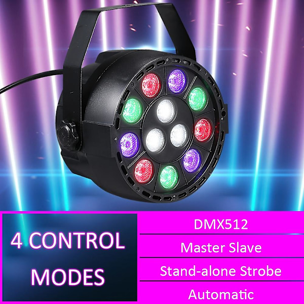 AC90-240V 12 LED Par Lamper 8 Kanal RGBW Farveblanding Scenebelysning med DMX Strobe & Lyd Aktivering