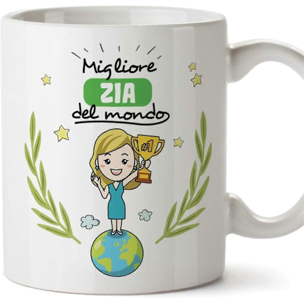 Zia Tazza/Muki Maailman Paras Täti Alkuperäinen Syntymäpäivälahja Idea Paras Täti Keramiikkamuki. 330 ml