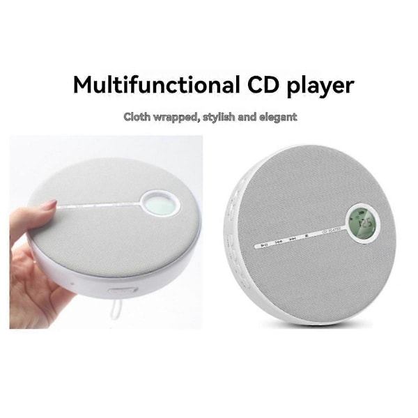 Genopladelig Bluetooth CD-afspiller, Musik CD-disk afspiller til bil/rejse, Hjemmeaudio med stereohøjttaler