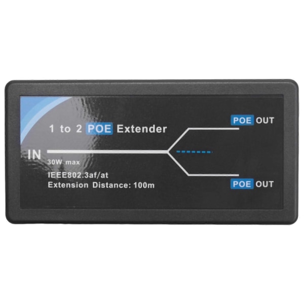 2 Port POE Extender 10/100Mbps med IEEE 802.3Af Standard Input / Output for IP-kamera Utvid 100 Me