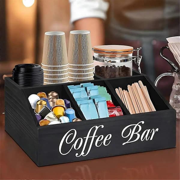 Kaffestation Bordplade Organizer Bordplade Trækurv