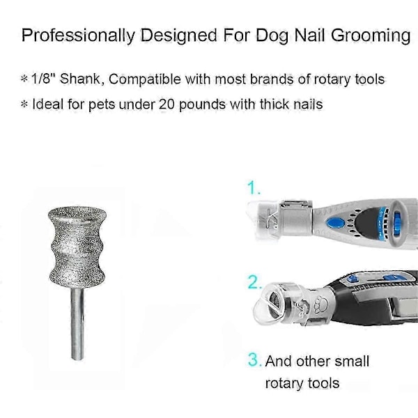 Hund Nagel Slipmaskin Bits Tillbehör för ,Roterande Nagel Slipmaskin Bits för Stora Mellanstora Små Hundar Katter Nageltrimning 2st -X