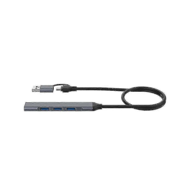 2-i-1 (USB-C+USB-A) 4 Port Hub USB 2.0x3+USB 3.0x1 5Gbps Snabb Överföring Slim Mini USB3.0 Hub USB