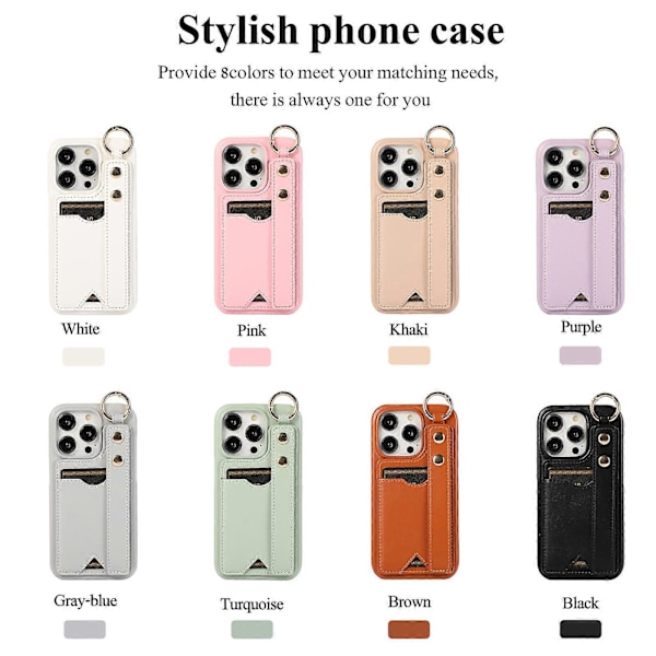 til iPhone 15 Pro Max/ 15 Ultra Wallet Case med kortholder Telefon Lanyard PU Læder til iPhone 15 Pro Max/ 15 Ultra Cade med stativ