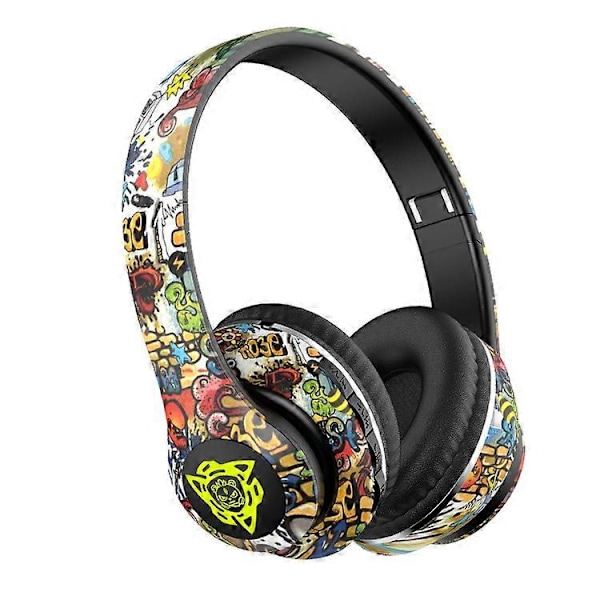Muoti Graffiti Taitettavat Bluetooth 5.1 Kuulokkeet Langattomat Melua Vaimentavat DJ Bassokuulokkeet Peli Kuulokkeet Tukevat TF-korttia Mikrofonilla