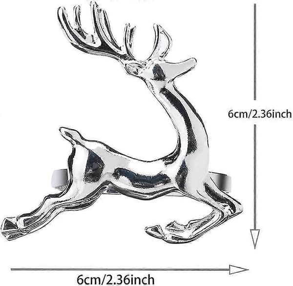 Jul servettringhållare Bordsdekoration (silver, ren) 8 stycken (4-d-1)