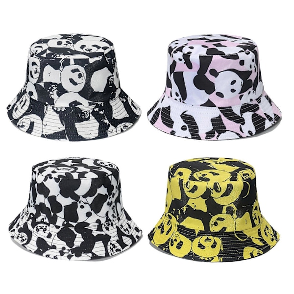 Casual Fiskehatt Allmatch Tecknad Panda Bucket Hatt för Vandring Camping