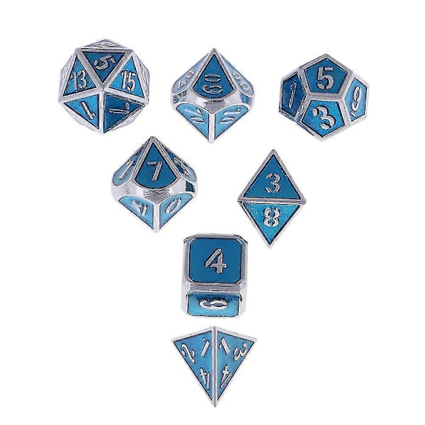 7-osainen monisivuinen noppasetti D U0026 D Polyhedral noppasetti Kuninkaallinen sininen krominopat