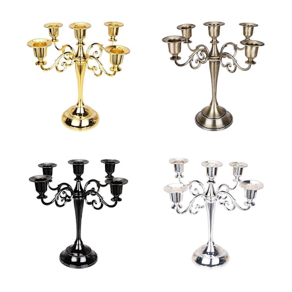 Lysestake for Søylelys Kandelaber Lysestake 5 Lys Sink Legering 5 Armer Lysestake for Borddekorasjon Eventmiddag