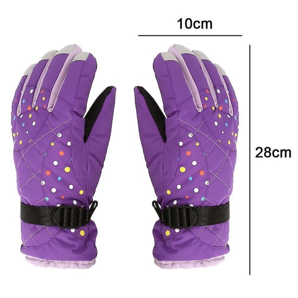 Nya skidhandskar för damer plus fleece tjocka vintervarma handskar utomhussporter Purple