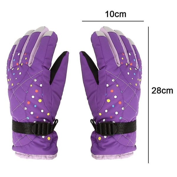 Nye skihansker for damer pluss fleece tykke vintervarme hansker utendørs sport Purple