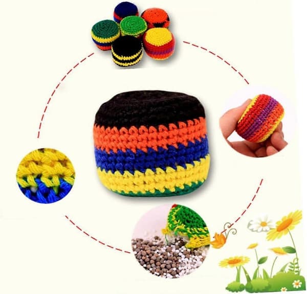 Handgjorda virkade ullbollar, 5 st färgglada stickade hacky sacks för barn 10PCS