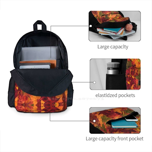 höstens skolförvaringsväska studentryggsäck Backpack-Black