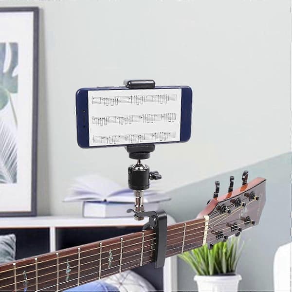 Smartphone Gitarr Kapo, Gitarr Telefonhållare, Akustisk Gitarr Bas Huvud Telefonstativ Gitarrtillbehör för Livesändning