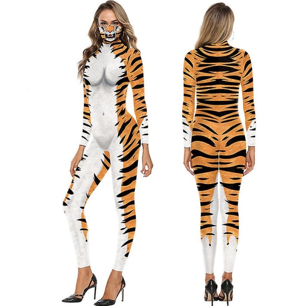 Halloween Cosplay Kostym Rolig Body Dam Spandex Zentai Suit Helkroppsdräkt Djurskalle Printed Halloween rekvisita style 7 XL