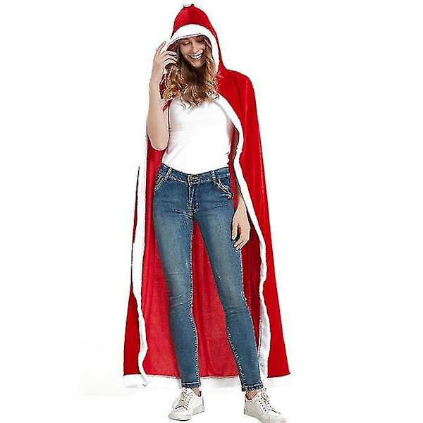 Julkappa Red Hooded Cape Party Kostym För Vuxen 100cm