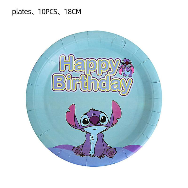 Lilo & Stitch -teema Syntymäpäiväjuhlakoristeet Lasten Lelu Lahja Lateksi Alumiiniofolio Ilmapallo Kertakäyttöiset Astiat Tapahtumatarvikkeet 7inches Plate -10pcs