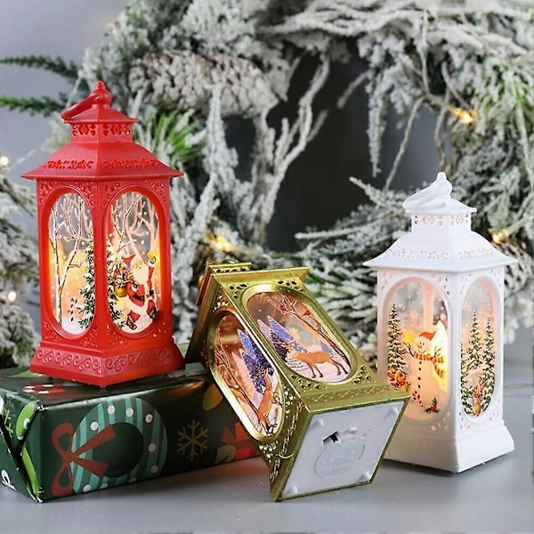 Jul LED Lyktor Julgran Jultomte Bordslampa Ornament Dekor *1 (Vit)