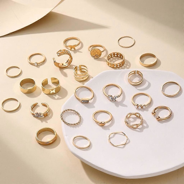 25 st Pärl-mikroinkrusterade Diamant Hålmönster Ring Geometrisk Gotisk Ring