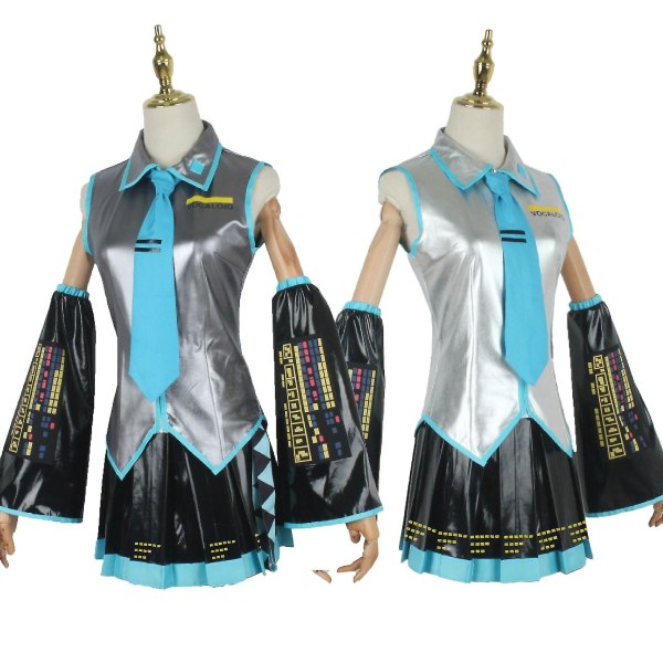 Ny trend Miku Cosplay Paryk Kostume Japan Midi-kjole Begynder Fremtid Miku Cosplay Kvinde Halloween Dame Piges Stofkostume XL Costume A