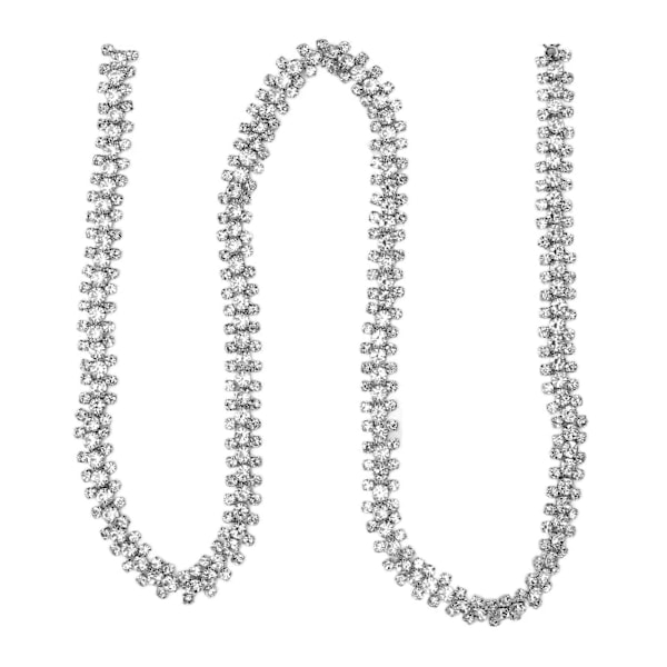 1 Yard Rhinestone Kjedebånd - 3 Rader Rund Glitrende Hvit for DIY Smykker Bryllupsdekor