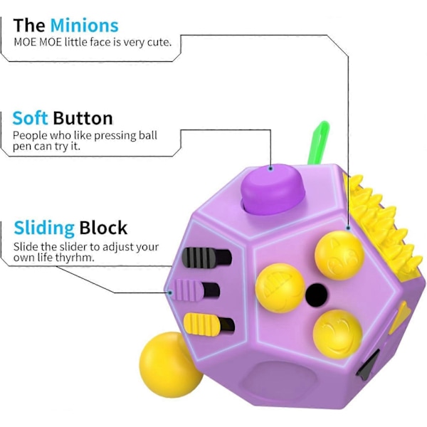 12-sidig Fidget Cube, Fidget Twiddle Cube Dodekaeder Stressreducerande Manuell Leksak