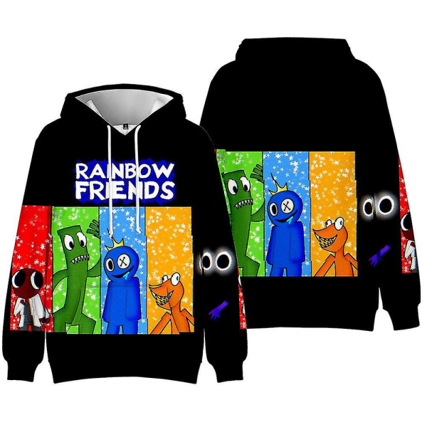 Rainbow Friends Trykt Børn Dreng Piger Hættetrøje Snøre Hættetrøje Sweatshirts Casual Løs Topbedste gave til jul style 2 9-10 Years