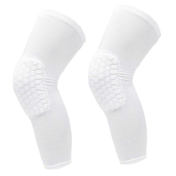 2 st Unisex Vita Basketboll Kompressions Knäskydd Storlek L (175-185CM Längd) Honeycomb Anti-Kollisions Design