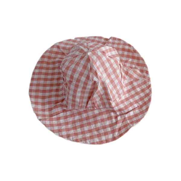 Baby Fiskarhatt Bredbrättad Hinkhatt för Små Flickor Pojkar Solskydd Rutig Hatt Slapp Hatt Babyaccessoarer Rosa