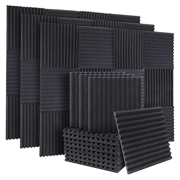 50 st Akustiska Ljudisolerande Skumpaneler Ljudabsorberande Paneler Kil för Studio Väggar Tak, 1X12X12 Tum
