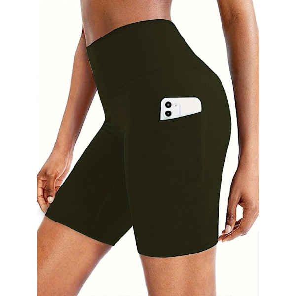 Nya modeller Enfärgade Yoga Sportshorts med Sidoficka, Hög Stretch Slim Fit Träningsshorts, Dam Activewear