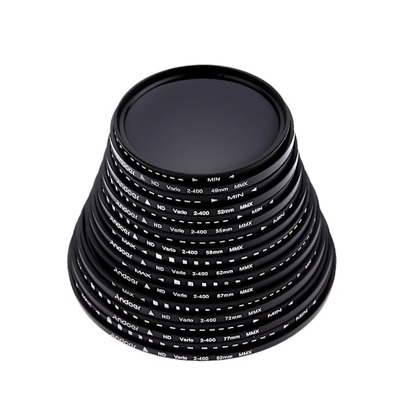 Andoer 82mm ND Fader Neutraali Tiheys Säädettävä ND2 - ND400 Vaihtuva Suodin Canon Nikon DSLR Ca -kameroille