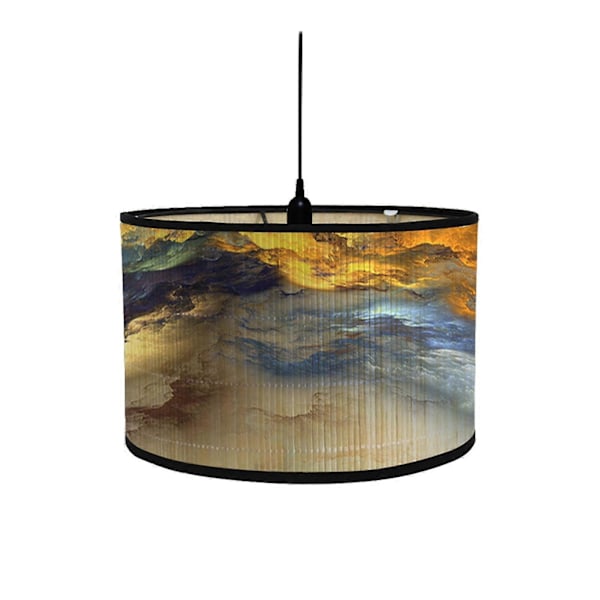 Trumtryck Lampskärm, Tryckt Trumlampskärm, 30 cm Topp x 30 cm Botten x 20 cm Hög Trumformad Lampskärm, Bambulampskärm Endast för Matsal