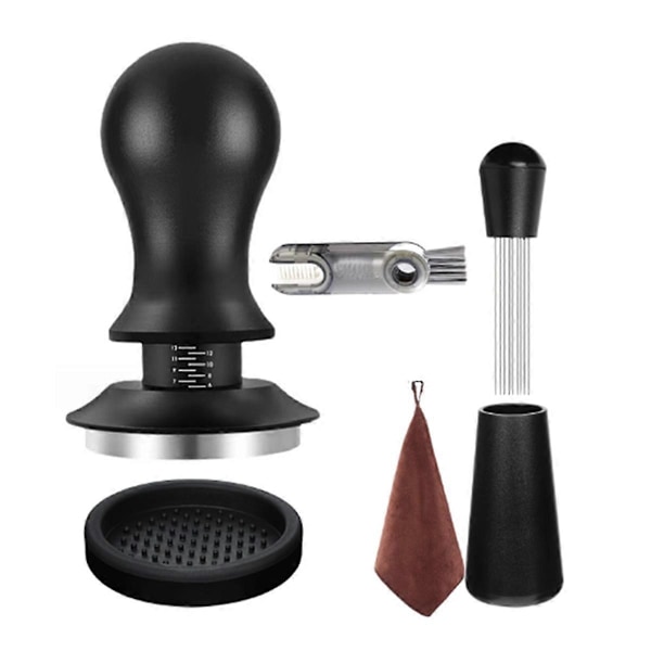 6 STK Espresso Tilbehør Kaffe Espresso Tamper Sæt med Espresso Tamper, WDT Værktøj, Kaffeomrører,