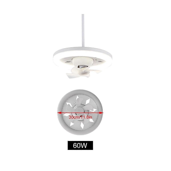 Loftventilator med lys 60W 3-hastighed køleventilator Loftslampe Fjernbetjening E27 Lampeholder Elektrisk ventilator