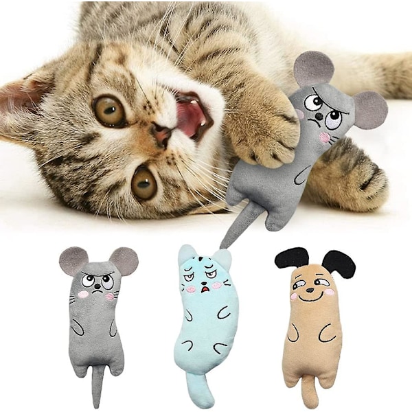 Kattmynta Leksaker, 3st Kattmynta För Kattleksaker, Bittåliga Kattmynta Leksaker Katt Tuggleksak För Katter, Kattmyntafyllda Tecknade Kattleksaker Katt Tandleksak (blå, Brun)