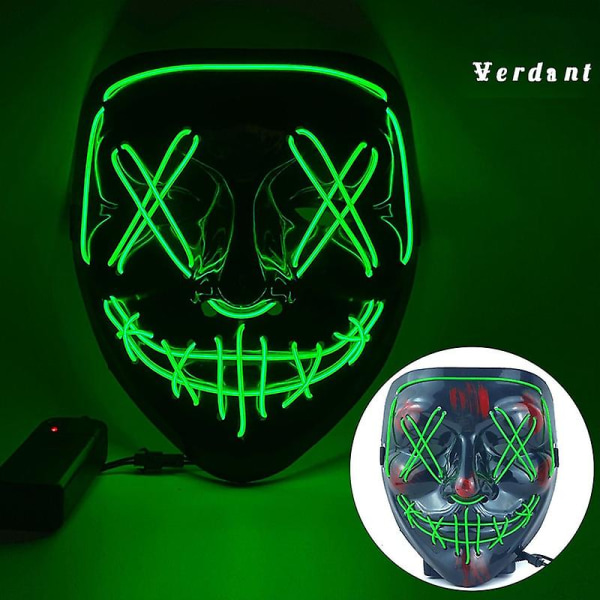 Halloween Neon Led Purge Mask Masque Masquerade Party Masks Light Grow In The Dark Skräckmask Glödande Masker Green