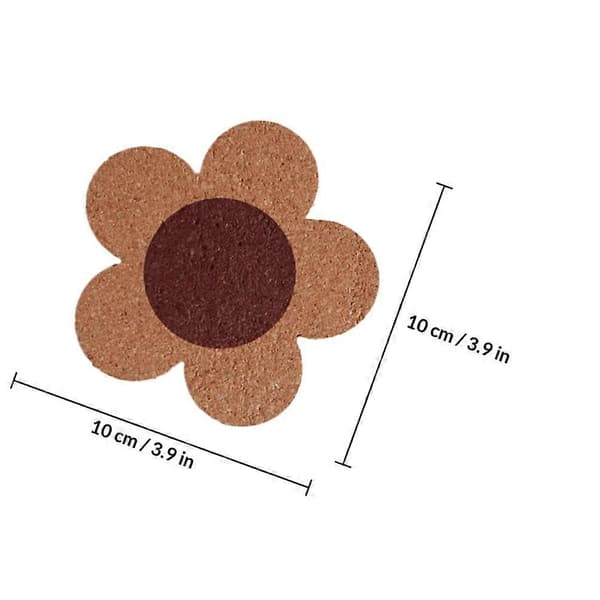 Blomster Kork Coaster Pad til Isolering 4 Stk Assorteret Farve Træ