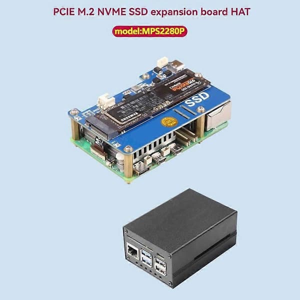 MPS2280P PCIE M.2 NVME SSD Expansionskort för Raspberry Pi 5