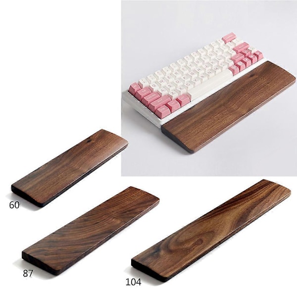 Valnöt Trä Mekaniskt Tangentbord Handledsstöd Ergonomisk Handledsdyna 60 87 104 Tangenter