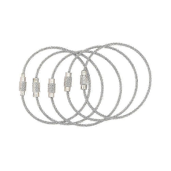 Rostfri Kabel Nyckelring Vajer Nyckelring Kabelslingor Med Nyckelring Twist Barrel Färg Silver (7-pack)