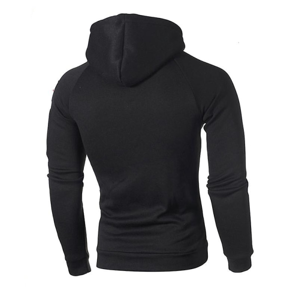 Herre lynlåshals fleeceforet hættetrøje sweatshirts Pullover vinter varm langærmet hættetrøje Activewear toppe Black M