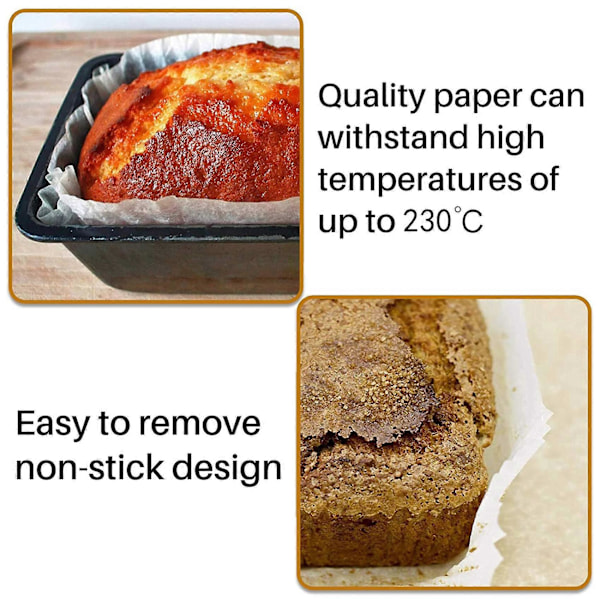 120 stk. Fedttætte Forme til Brød Straight Edge Bagepapir Non-Stick Kageforme Kage T